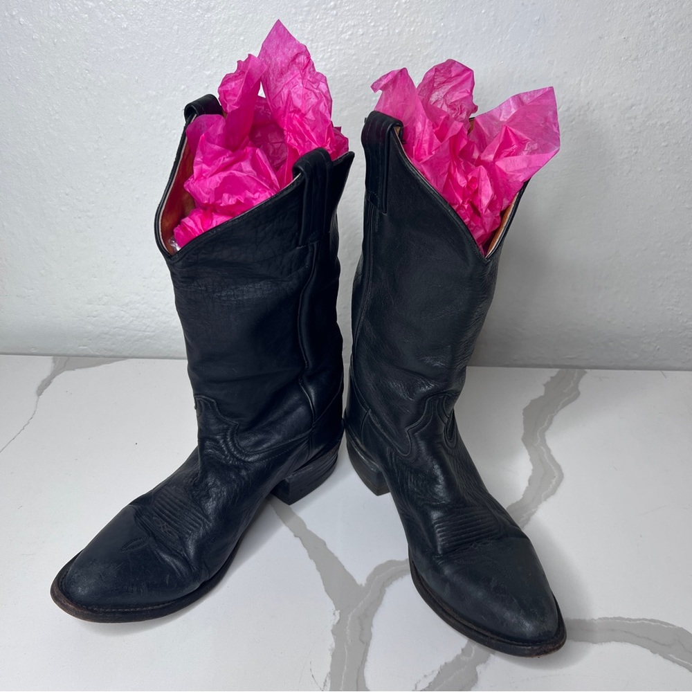 Tony Lama 6156 Boots Western Ol’ Buck Men’s Size 12 Leather Black made in USA